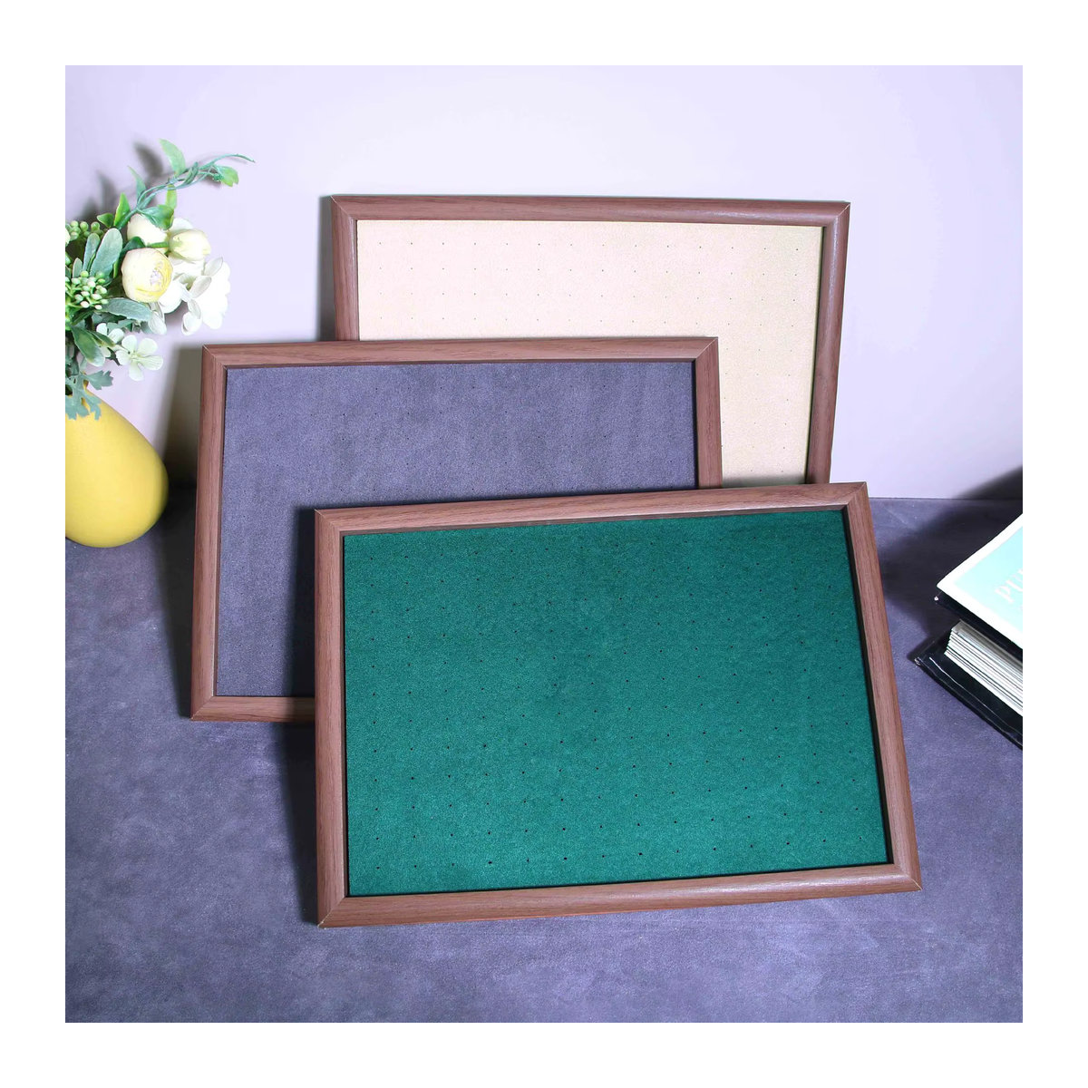 Luxus Schmuck Tablett aus Holz in Beige und Mehrfarbig für Ohrringe und Schmuckdisplay - Bild 2