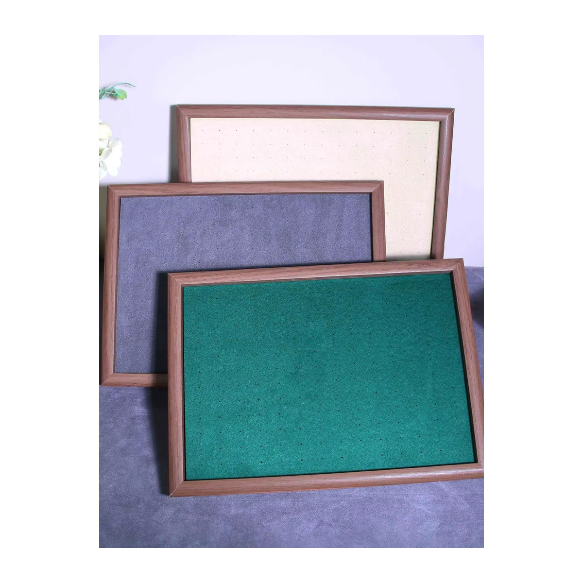 Luxus Schmuck Tablett aus Holz in Beige und Mehrfarbig für Ohrringe und Schmuckdisplay - Bild 4