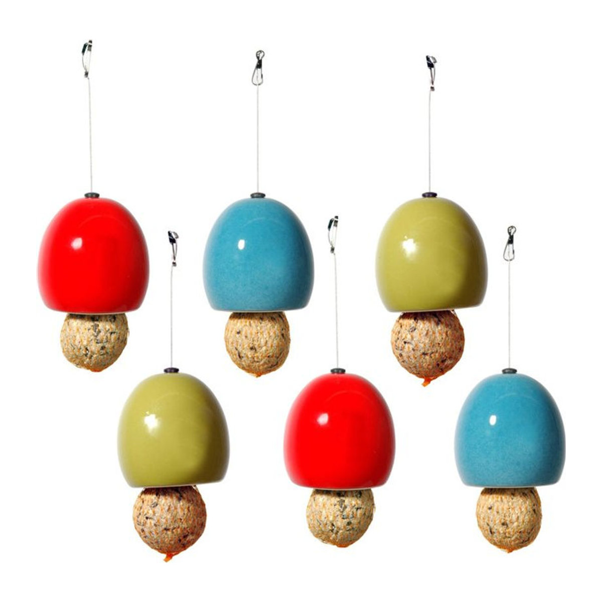 Luxus-Vogelhaus Keramik-Futterspender Knödel modern und mehrfarbig hängend - Bild 1