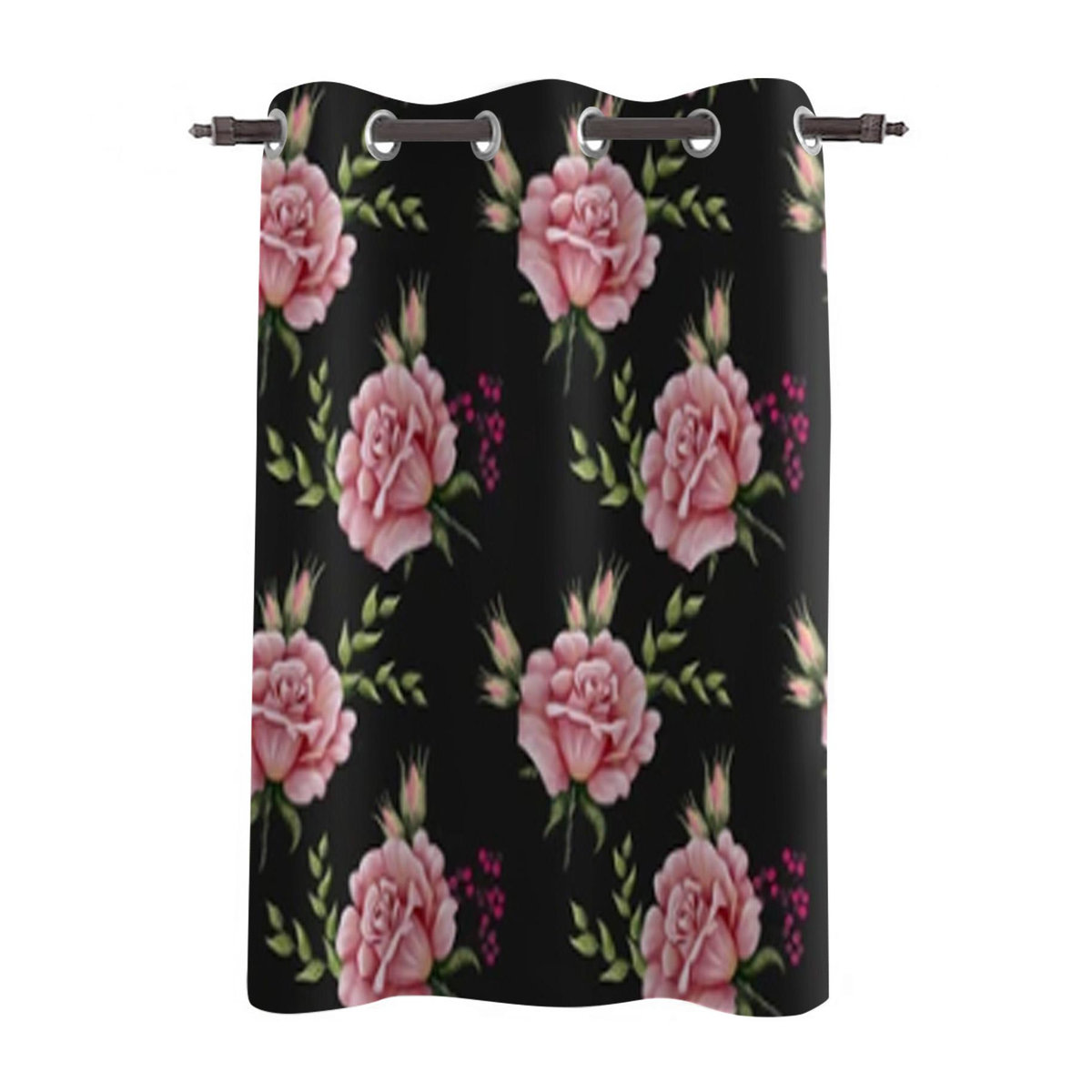 Luxus Vorhang mit Rosenmuster von Binchi Outdoor Equipment in Schwarz, lichtfilternd und beschattend, B: 135 cm, H: 60 cm - Bild 2