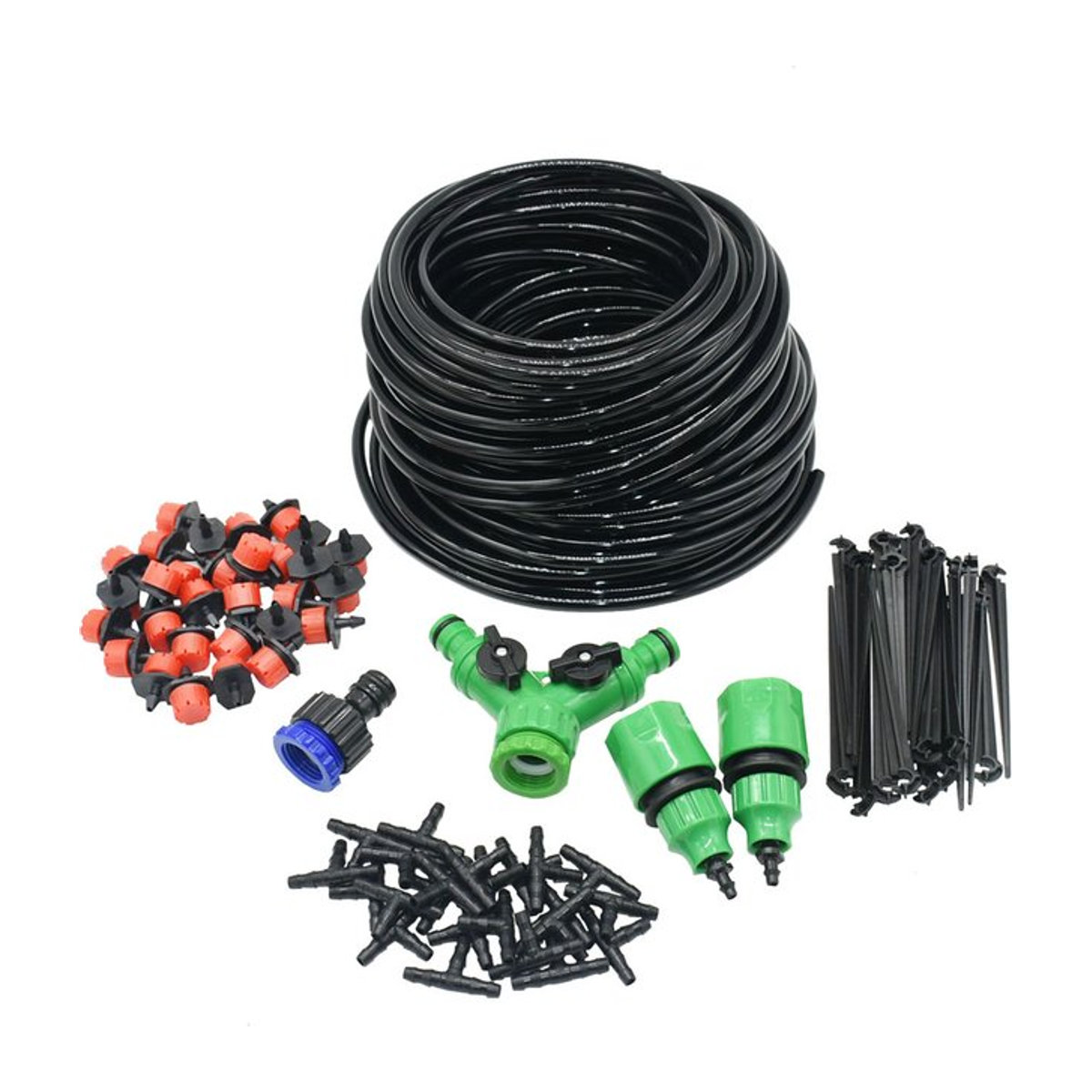 LWHRR DIY Tropf-Bewässerungssystem mit einstellbaren Tropfern und Schlauch in Schwarz, 50 m - 5 m - Bild 1