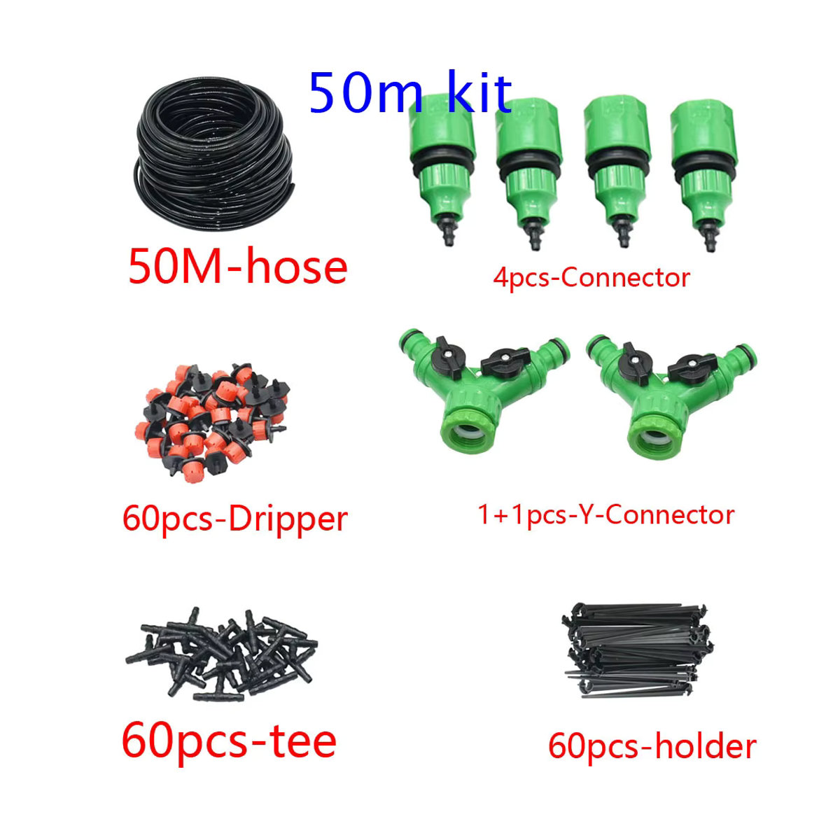 LWHRR DIY Tropf-Bewässerungssystem mit einstellbaren Tropfern und Schlauch in Schwarz, 50 m - 5 m - Bild 4