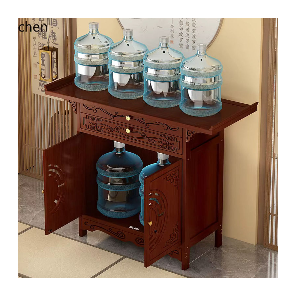 LXC Altarschrank für die Anbetung von Göttern und Buddha-Statuen in Braun im klassischen Design - Bild 2