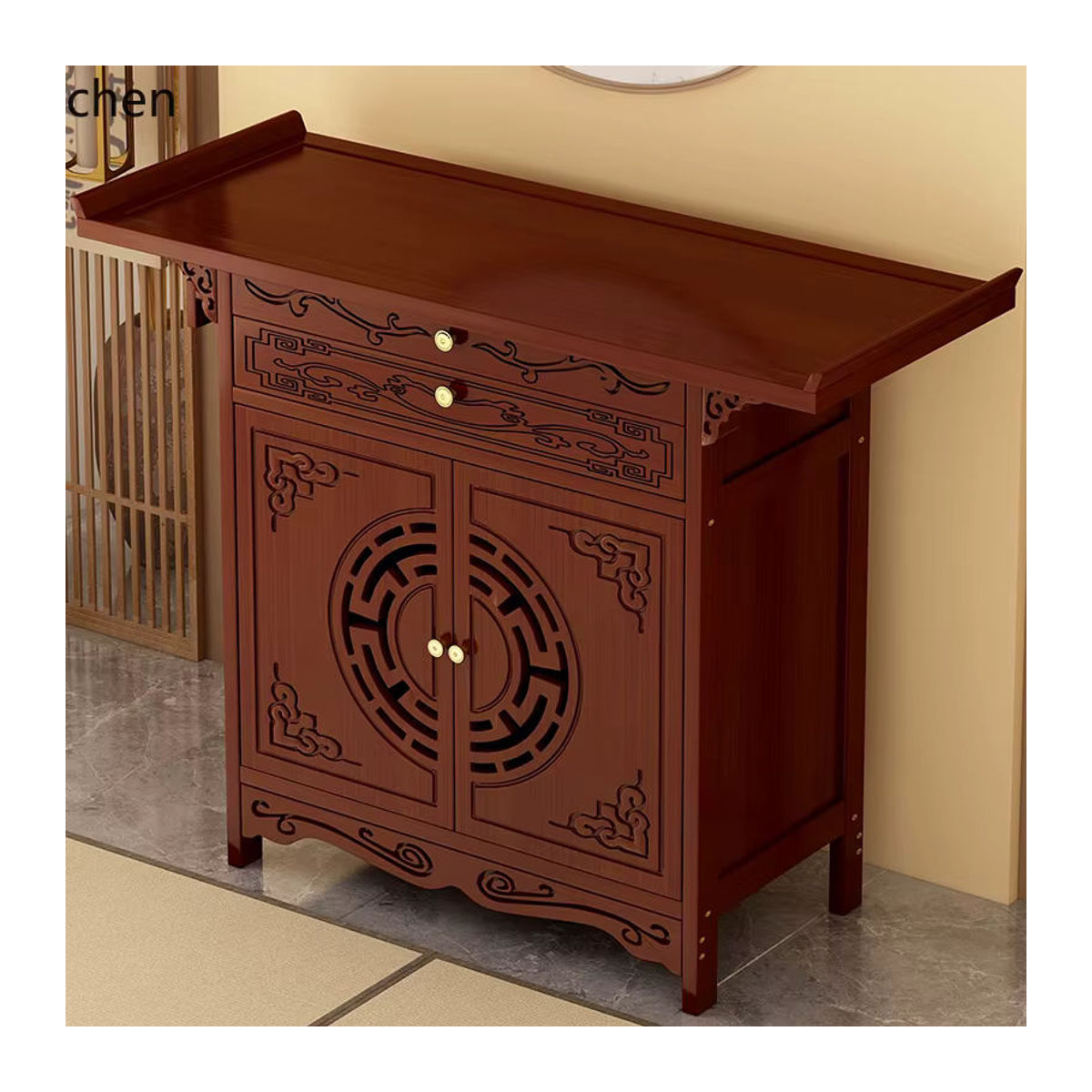 LXC Altarschrank für die Anbetung von Göttern und Buddha-Statuen in Braun im klassischen Design - Bild 5