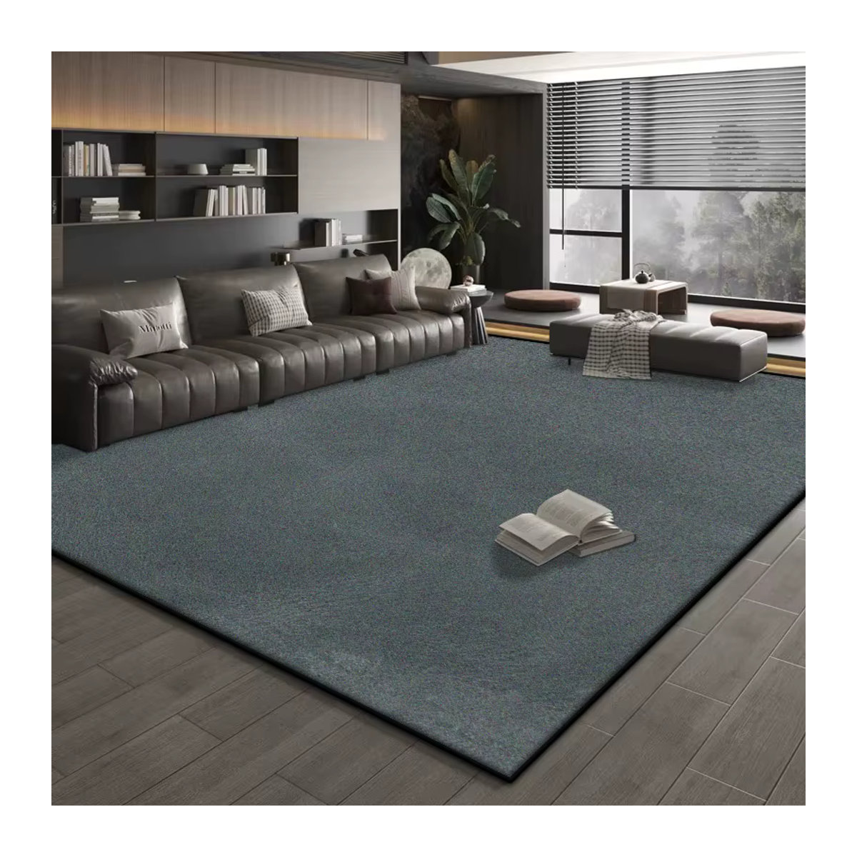 LYAHKAE Wohnzimmerteppich in Blau mit abstraktem Design und rutschfester Oberfläche für Wohnzimmer, Schlafzimmer oder Arbeitszimmer - Bild 1