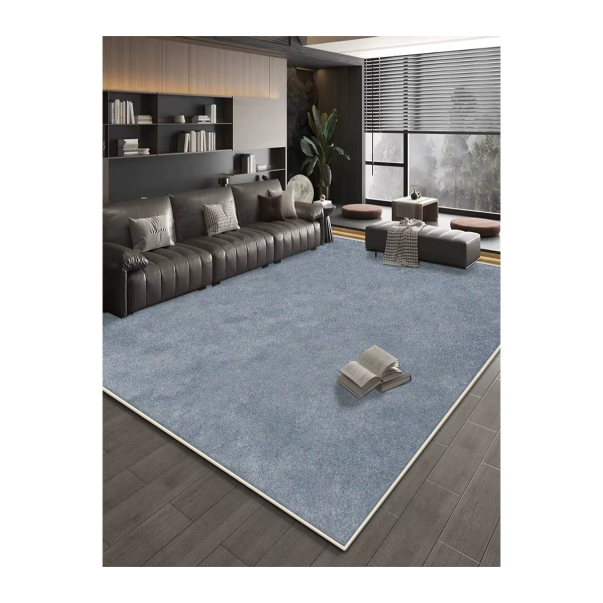LYAHKAE Wohnzimmerteppich in Blau mit abstraktem Design und rutschfester Oberfläche für Wohnzimmer, Schlafzimmer oder Arbeitszimmer - Bild 2