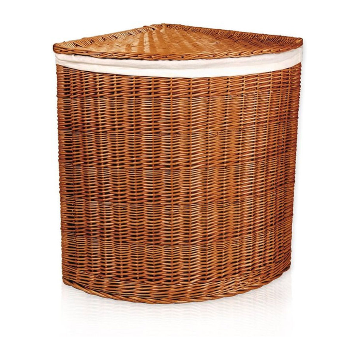Lycce Eckwäschetruhe aus Rattan mit Deckel und Stoffeinsatz in Braun - Bild 1