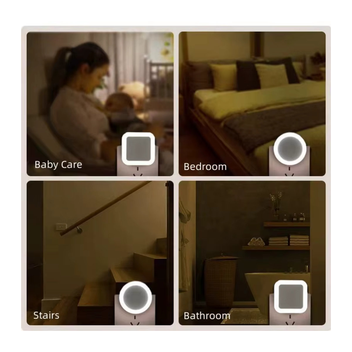 Lyfs LED Nachtlicht mit Sensorfunktion in Weiß für Kinderzimmer, Schlafzimmer und Badezimmer mit EU und US Stecker - Bild 5
