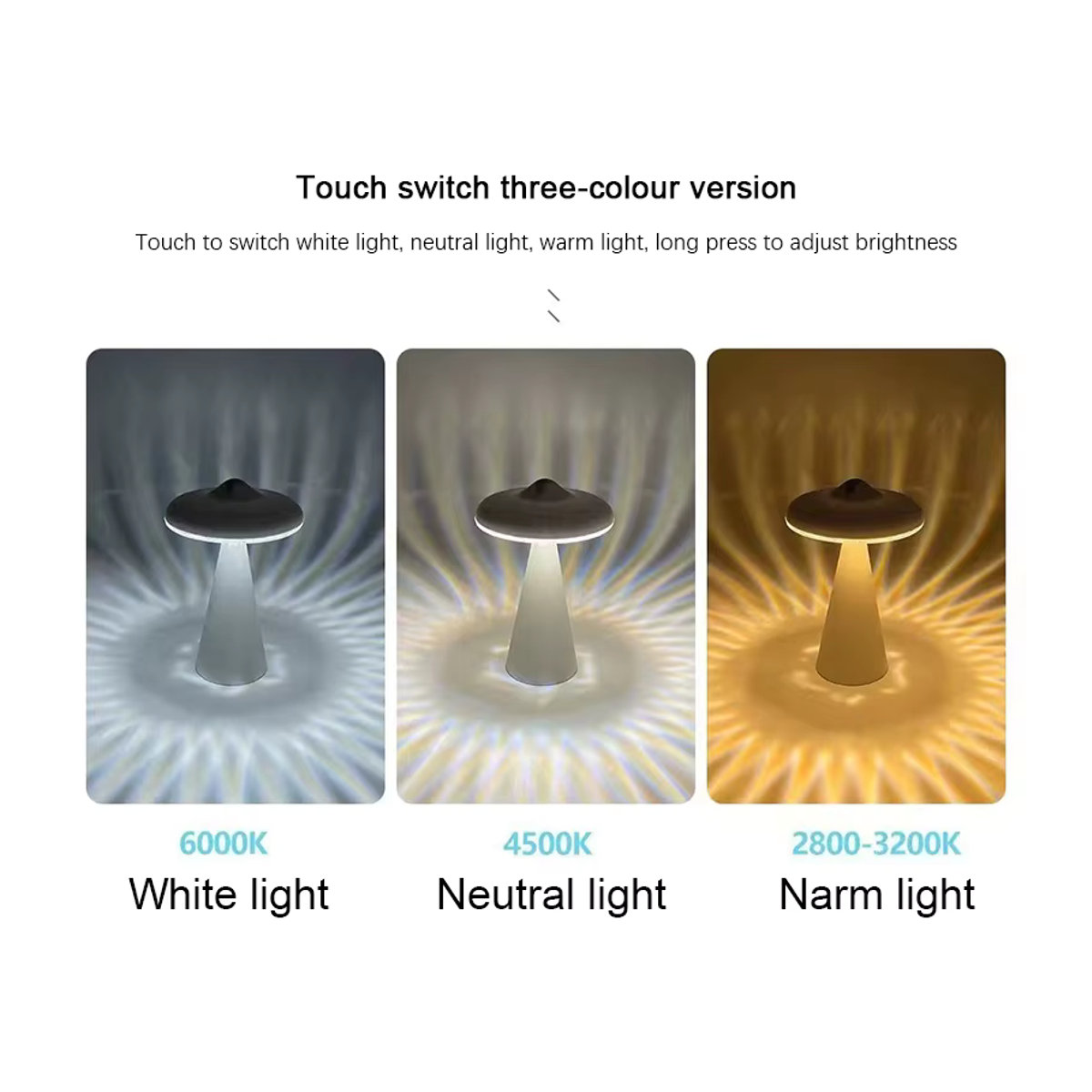 Lyfs LED Pilz Tischlampe in Weiß, wiederaufladbare minimalistische Nachtlicht-Lampe mit Touch-Funktion und USB-Ladefunktion - Bild 3