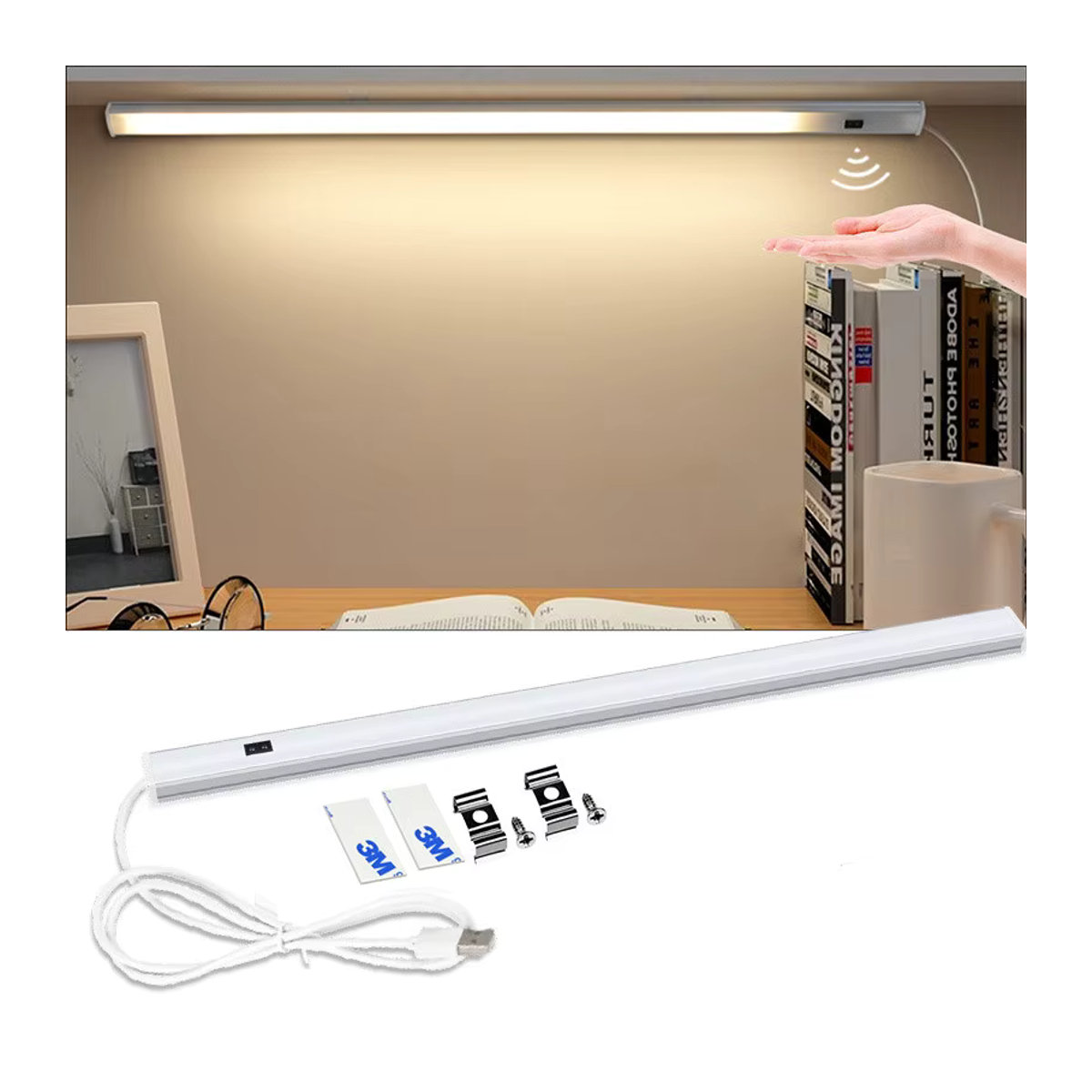 lyfs LED Schrankbeleuchtung mit PIR-Bewegungssensor und Hand-Sweep-Funktion, Warmweiß, Weiß, Möbelbeleuchtung - Bild 2