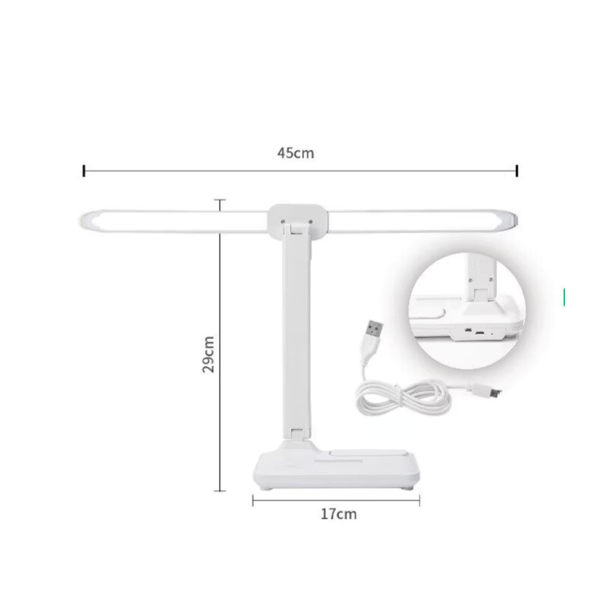 Lyfs LED Tischlampe minimalistisch, stufenlos dimmbar, USB-Ladefunktion, Schreibtischlampe und Nachtlampe für das Schlafzimmer, Weiß - Bild 2
