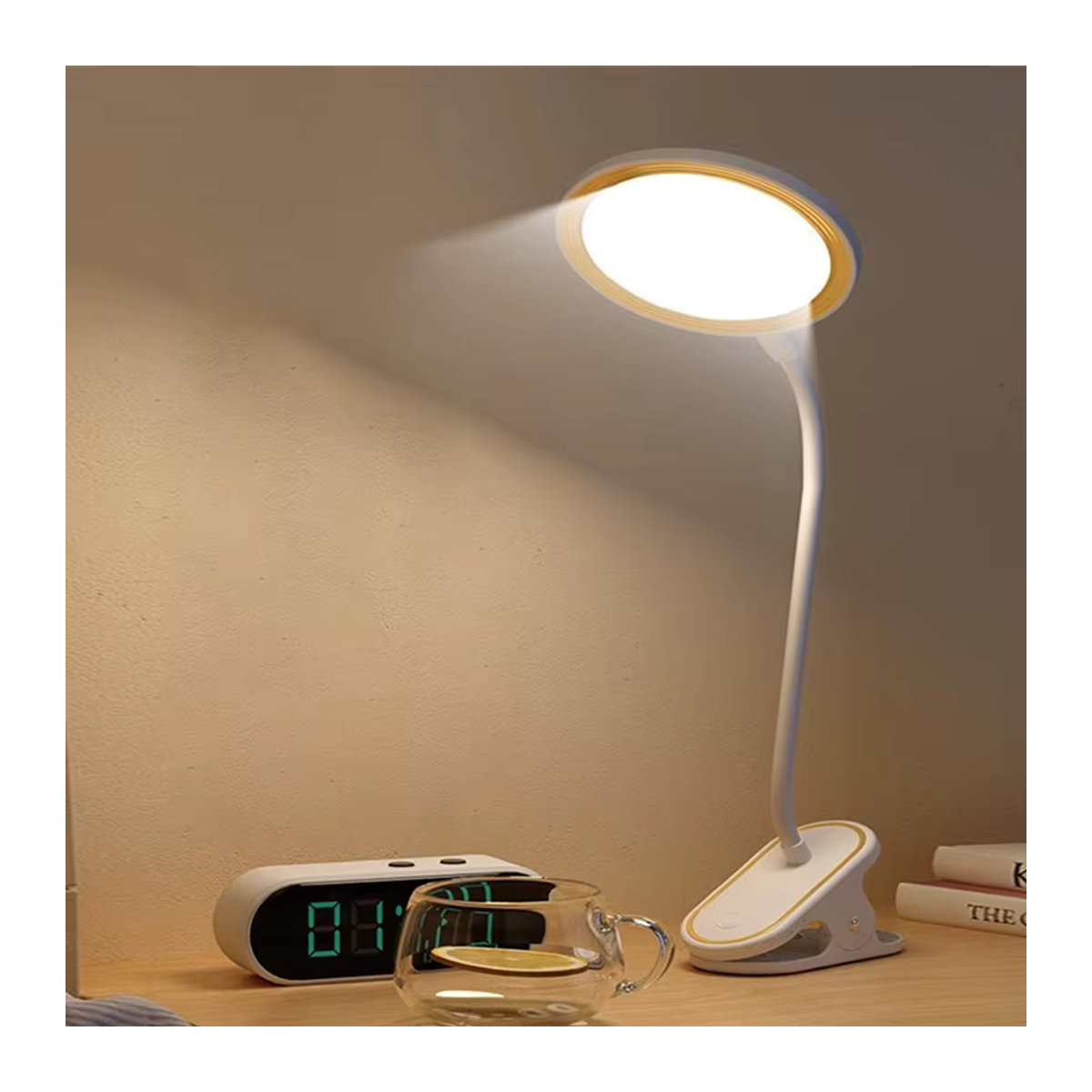 Lyfs LED Tischlampe mit Clip in Weiß, USB wiederaufladbare Schreibtischlampe mit Touch-Steuerung, 3 Modi und dimmbarer Augenschutzfunktion - Bild 2