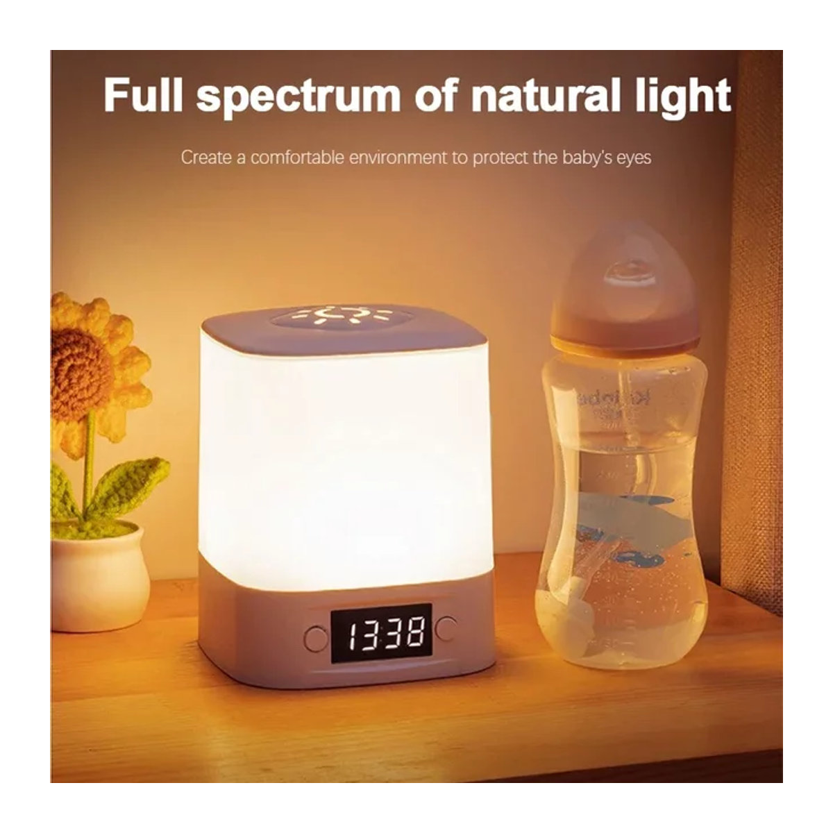 Lyfs LED Touch Nachtlampe mit Uhr und Fernbedienung, weiß, wiederaufladbar mit 3 Lichtfarben - Bild 1