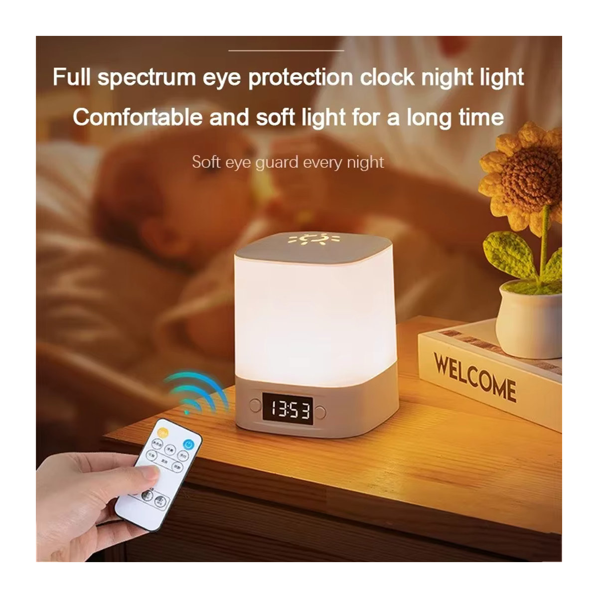 Lyfs LED Touch Nachtlampe mit Uhr und Fernbedienung, weiß, wiederaufladbar mit 3 Lichtfarben - Bild 3