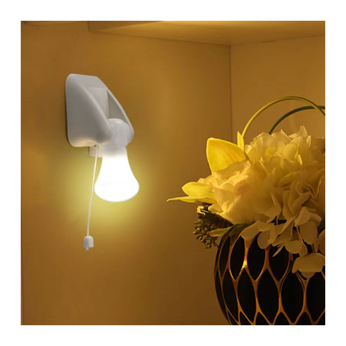 lyfs LED Zugschnur Wand- und Tischlampe Minimalistisch, batteriebetriebene Nachtleuchte für Schrank, Schlafzimmer und Toilette - Bild 2