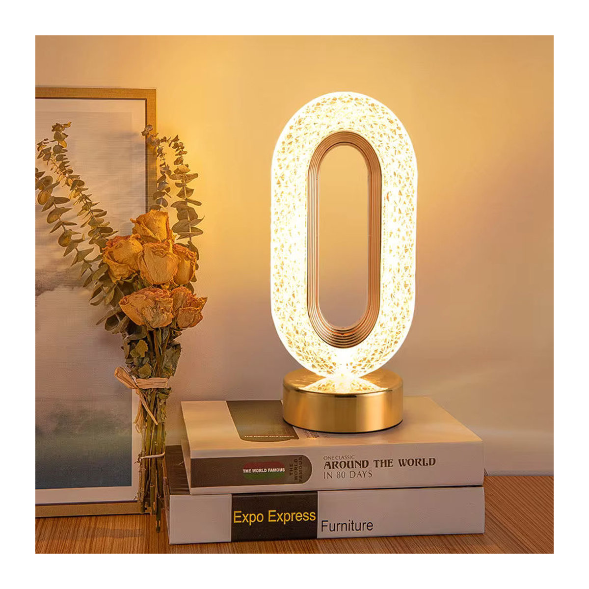 Lyfs Moderne LED Kristall Tischlampe in Silber mit stufenloser Dimmung, Touch-Schalter und Fernbedienung via USB-Aufladung - Bild 3