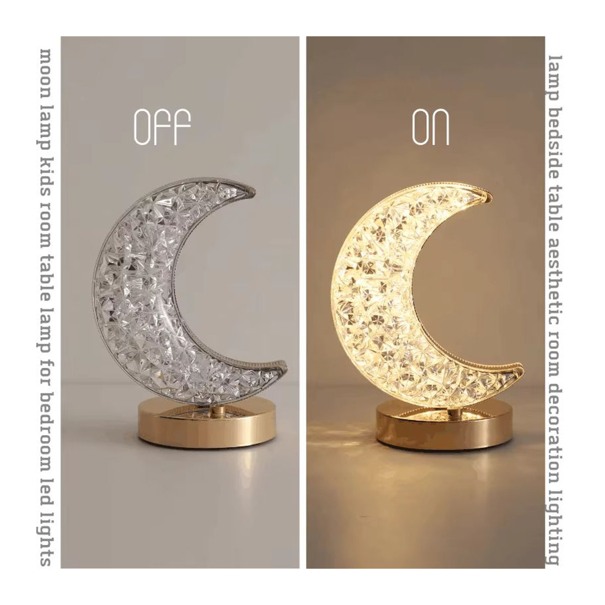 Lyfs Moderne LED Kristall Tischlampe in Silber mit stufenloser Dimmung, Touch-Schalter und Fernbedienung via USB-Aufladung - Bild 4