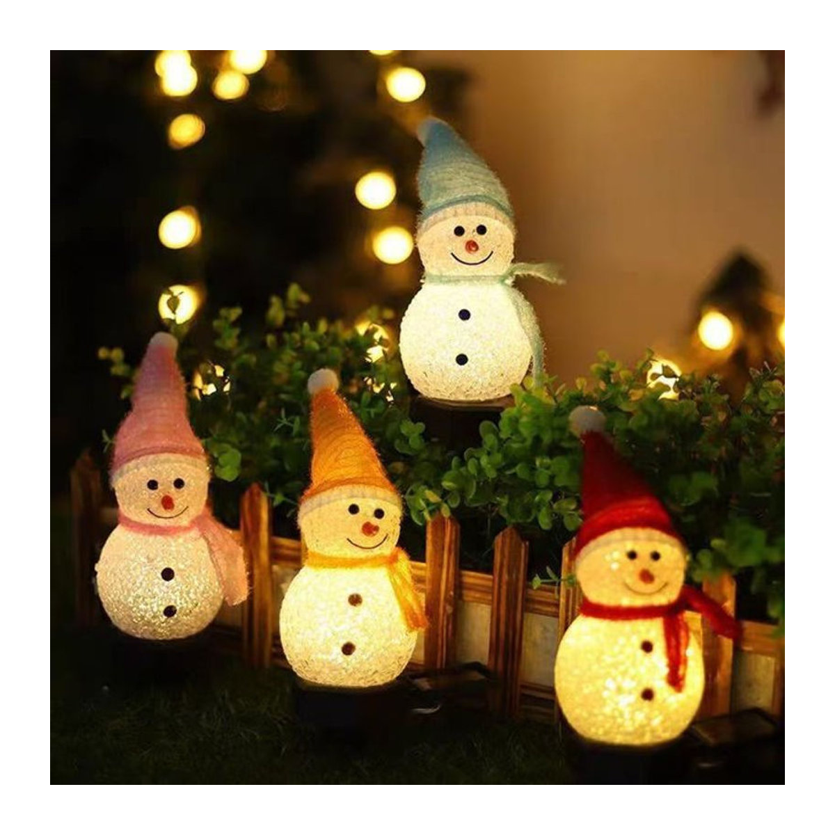 Lyfs Solar-Schneemann Weihnachtsdekoration mit buntem LED-Licht für die Gartendekoration im Außenbereich - Bild 1
