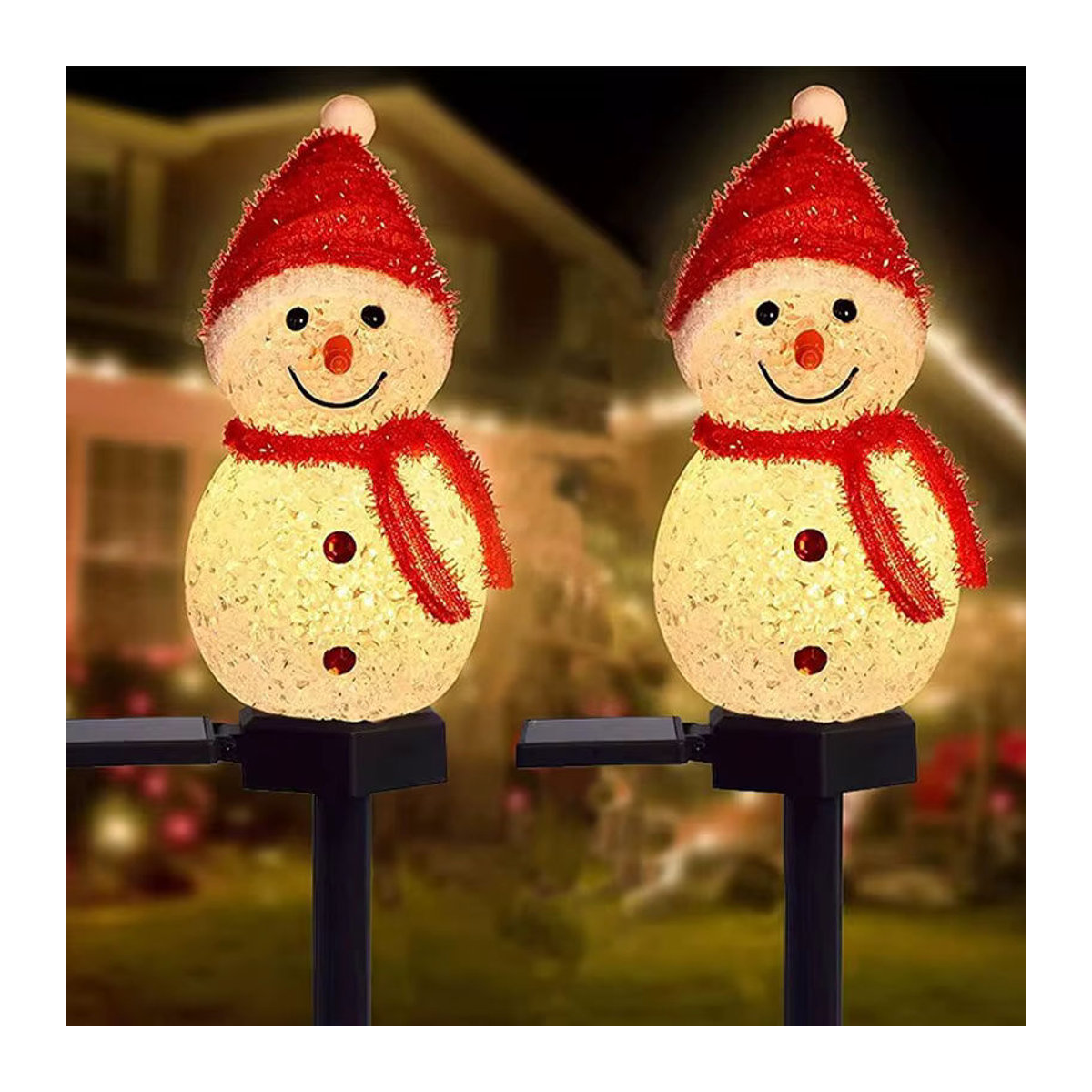 Lyfs Solar-Schneemann Weihnachtsdekoration mit buntem LED-Licht für die Gartendekoration im Außenbereich - Bild 3