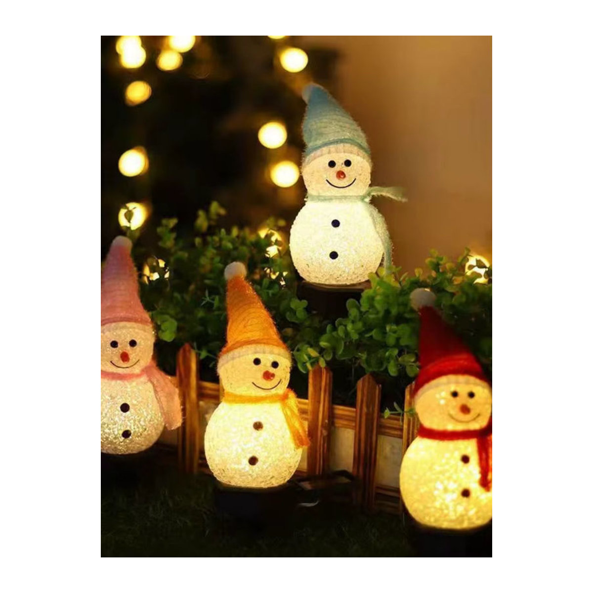 Lyfs Solar-Schneemann Weihnachtsdekoration mit buntem LED-Licht für die Gartendekoration im Außenbereich - Bild 6