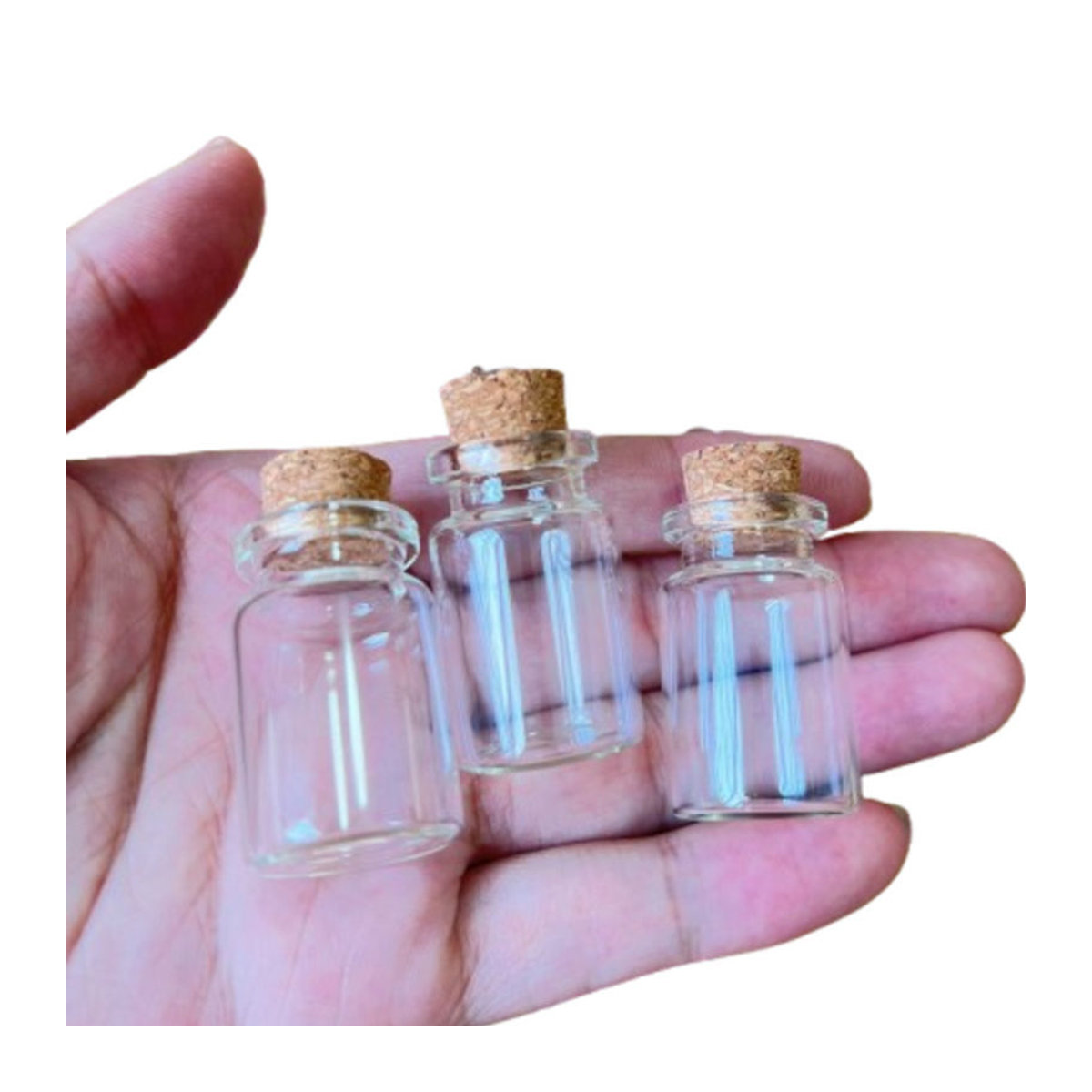 LYGIL Mini-Glasflaschen mit Korkstopfen, 63 Stück, transparent, rund, B: 2,2 cm, H: 3,5 cm, 7 ml - Bild 1