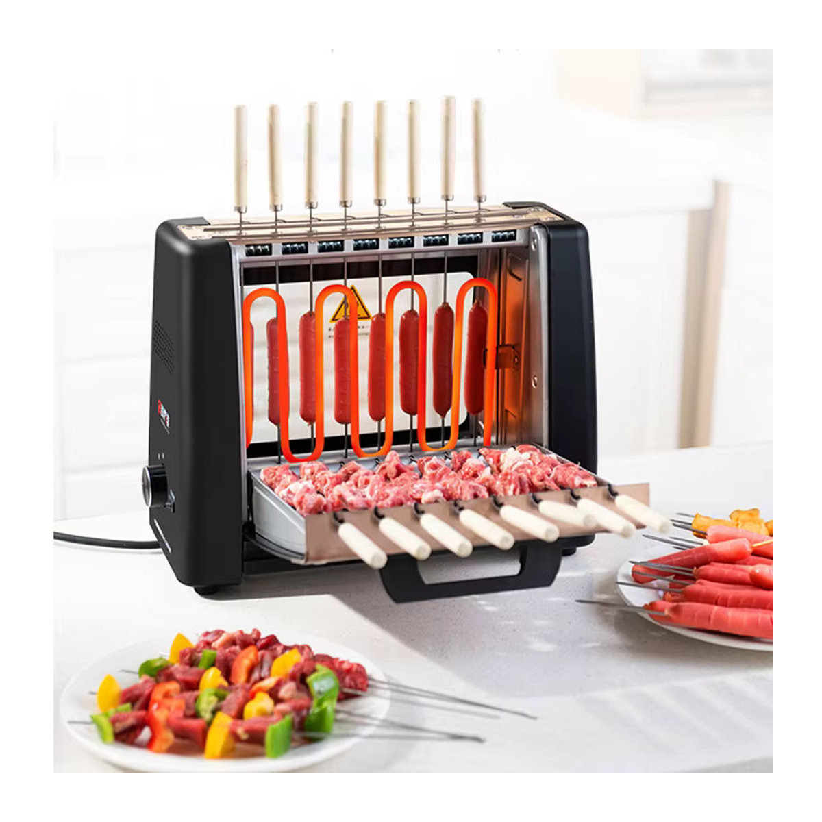 LZHZXY Elektrische Rotisserie Grillmaschine mit automatischen rotierenden Spießen, 1200 W, 220 V, rauchfrei - Bild 3