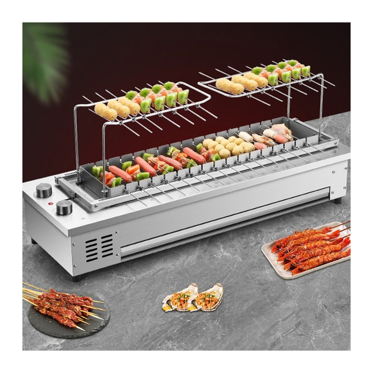 LZHZXY Kommerzielle automatische rotierende Spieße Maschine für Barbecue und Grill, Rauchfreier Elektrogrill mit 10 oder 16 Spießen - Bild 1