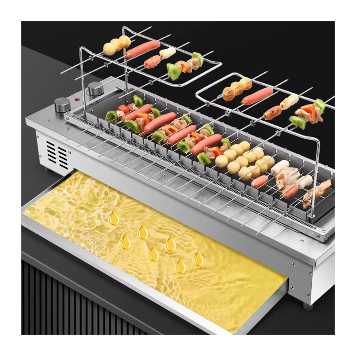 LZHZXY Kommerzielle automatische rotierende Spieße Maschine für Barbecue und Grill, Rauchfreier Elektrogrill mit 10 oder 16 Spießen - Bild 3