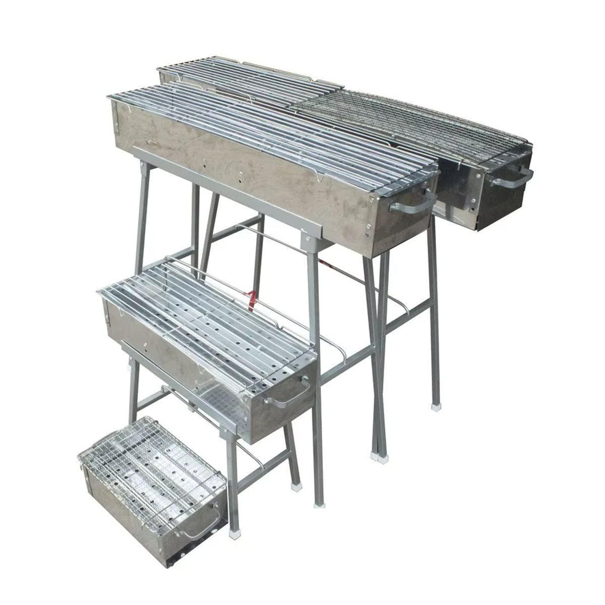 LZHZXY Tragbarer Holzkohlegrill aus Edelstahl mit Grillzange und Schere für Camping und Outdoor - Bild 1