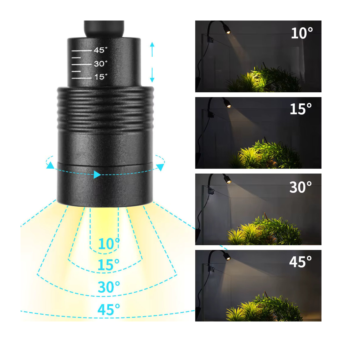 LZJV Super Slim LED Aquarium Beleuchtung mit USB-5V und 3W für das Pflanzenwachstum, wasserdichte Clip-on Lampe in minimalistischem Design - Bild 4