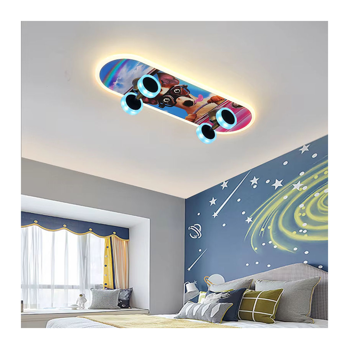 LZPZ RUI Dimmbare LED Skateboard Deckenleuchte in Bunt für Kinderzimmer und Wohnzimmer - Bild 2