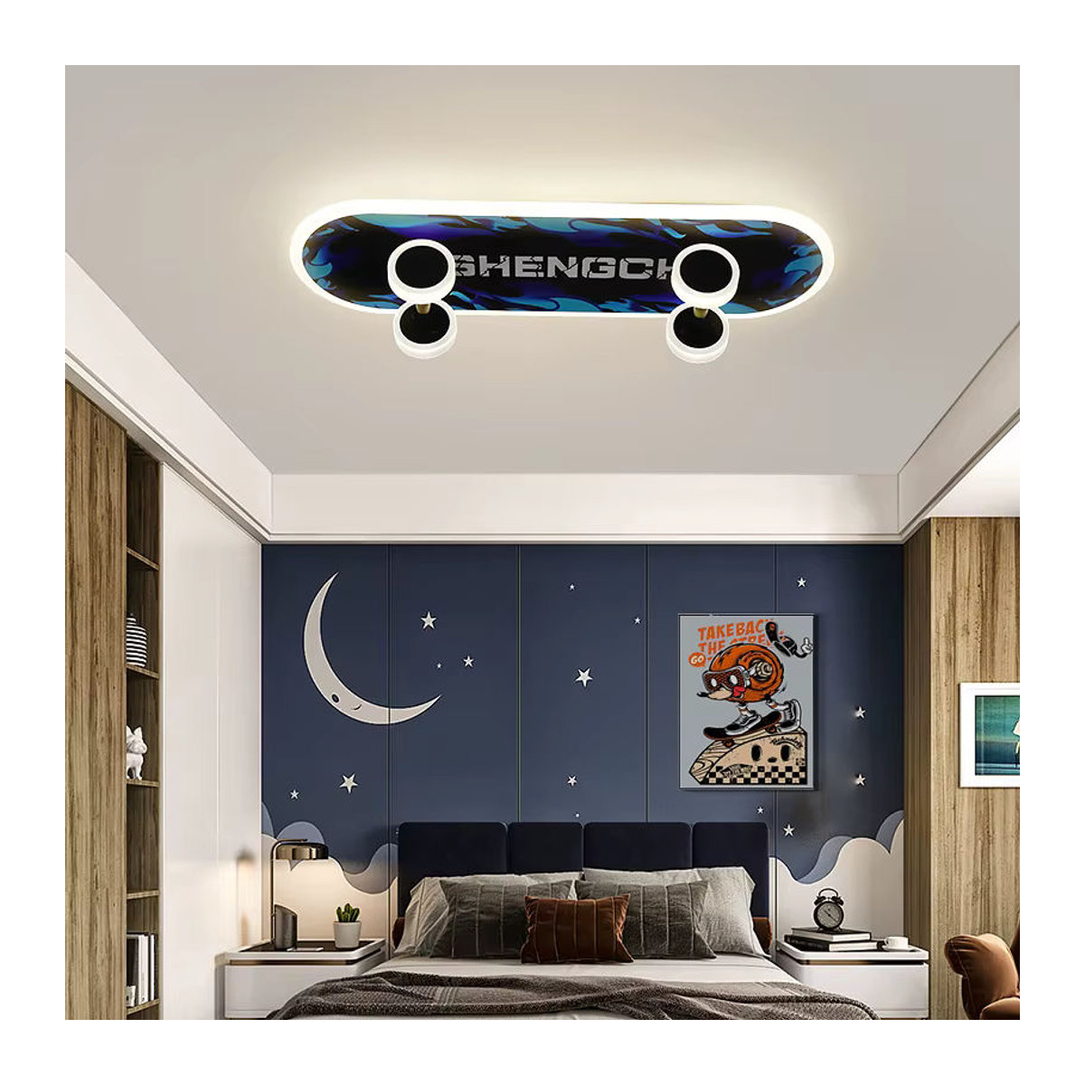 LZPZ RUI Dimmbare LED Skateboard Deckenleuchte in Bunt für Kinderzimmer und Wohnzimmer - Bild 3