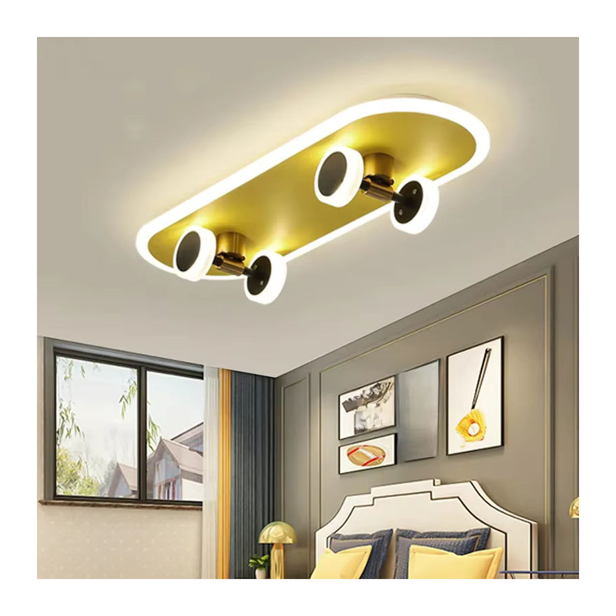 LZPZ RUI Dimmbare LED Skateboard Deckenleuchte in Bunt für Kinderzimmer und Wohnzimmer - Bild 5