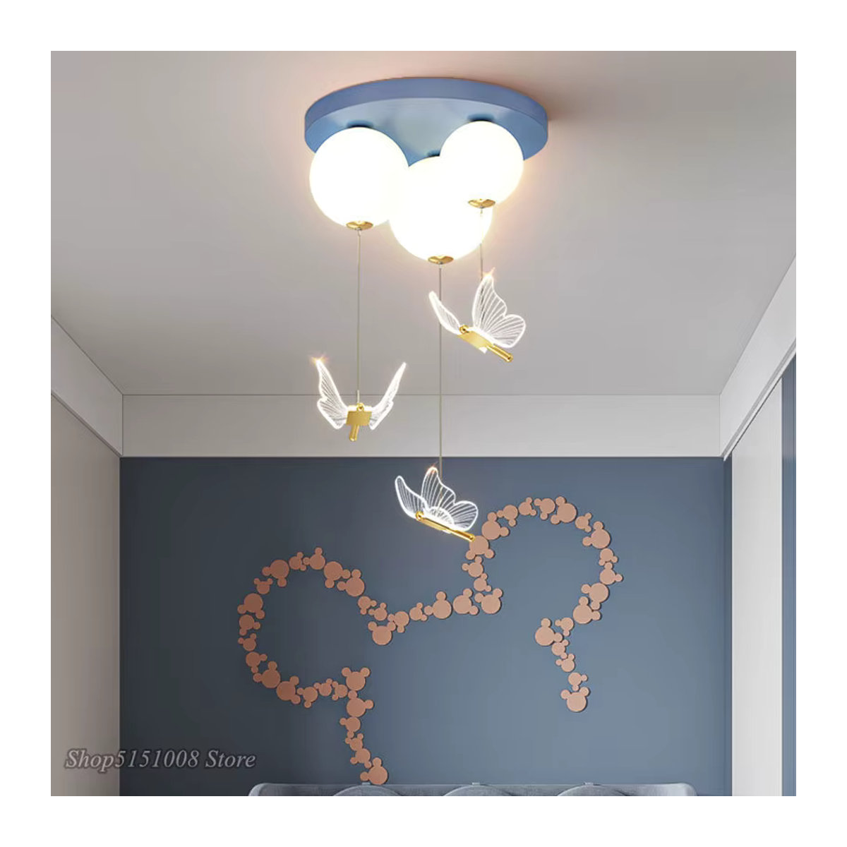 LZPZ RUI LED Kronleuchter aus Acryl in Gold mit Schmetterlings-Design für Kinderzimmer und Wohnzimmer - Bild 2