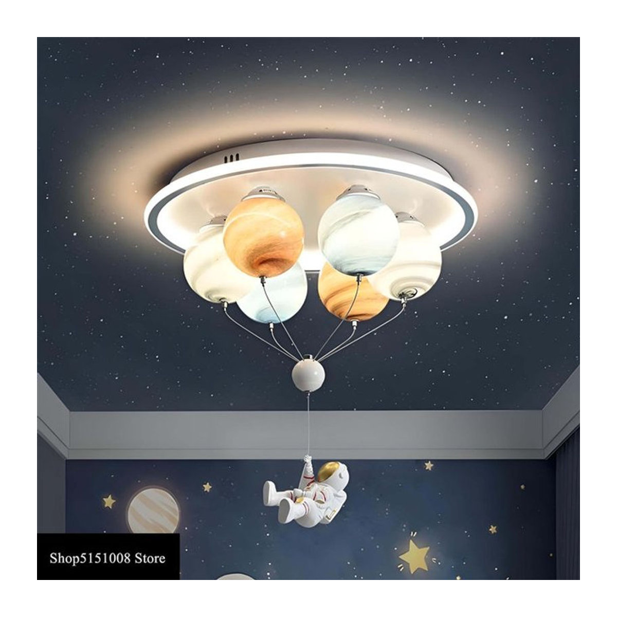 LZPZ RUI Moderne Astronaut LED Deckenlampe aus Glas in Bunt für Kinderzimmer und Wohnräume - Bild 1