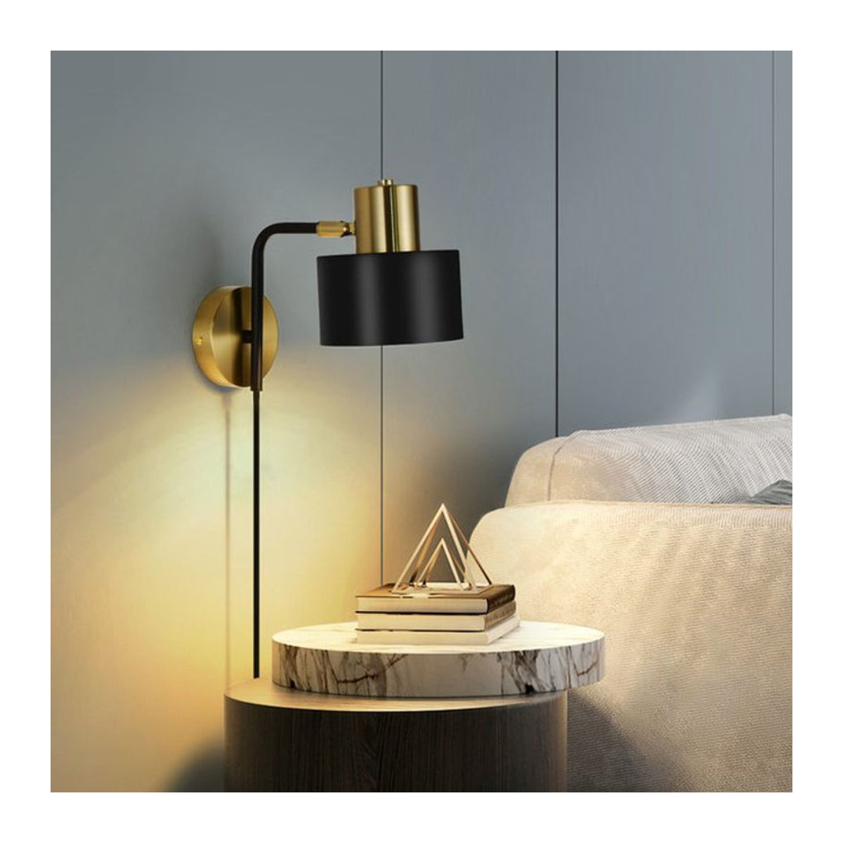LZPZ RUI Moderne LED Wandleuchte Schwarz Drehbare Rocker Lampe für Schlafzimmer Wohnzimmer und Flur - Bild 1