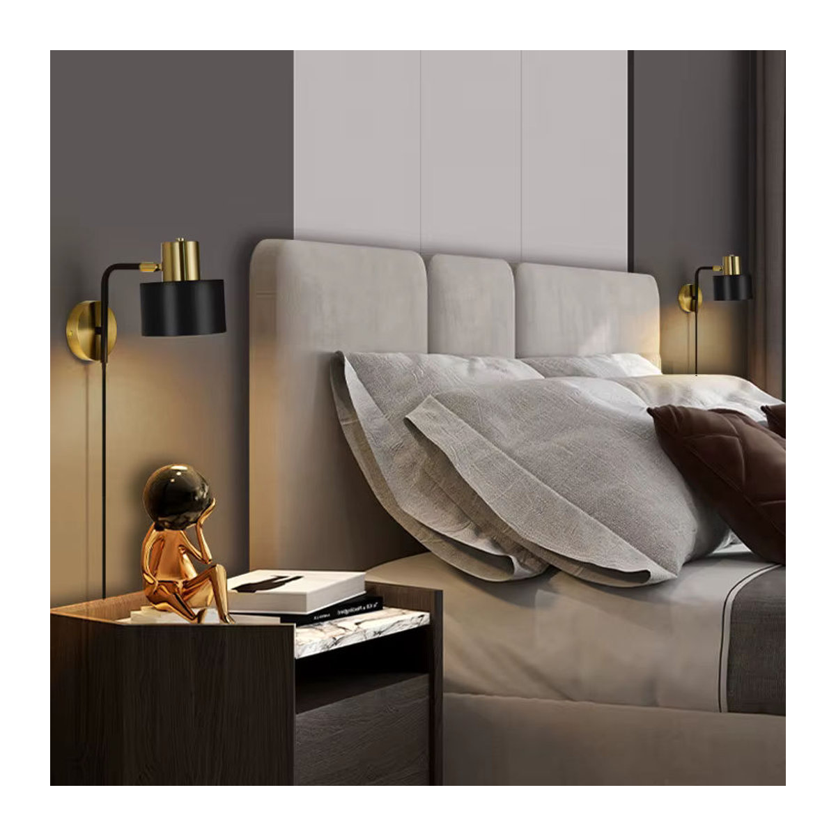 LZPZ RUI Moderne LED Wandleuchte Schwarz Drehbare Rocker Lampe für Schlafzimmer Wohnzimmer und Flur - Bild 3