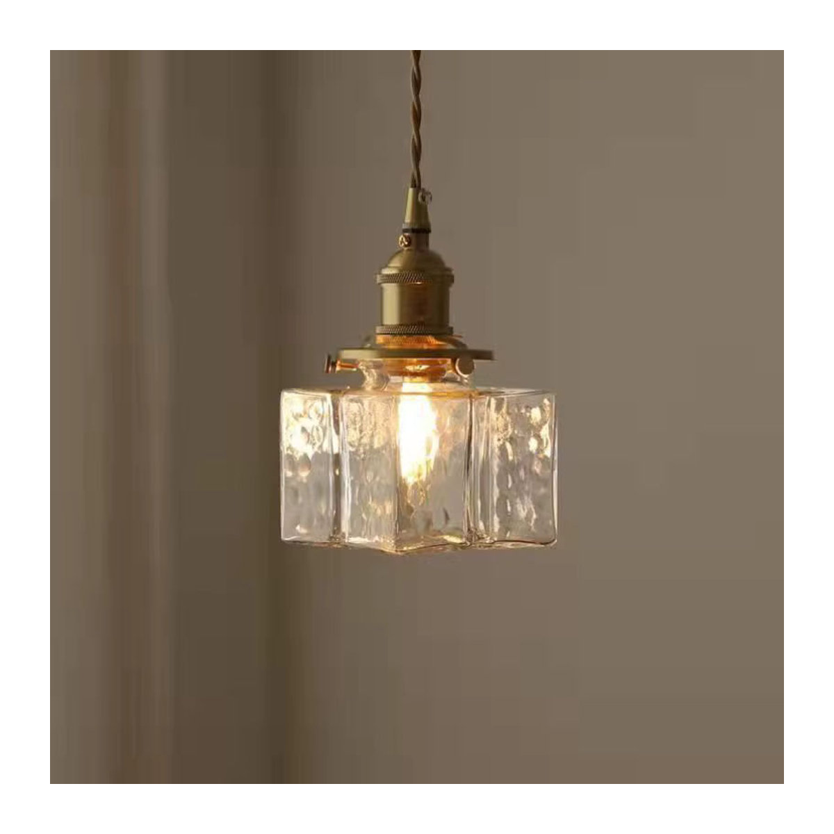 LZPZ RUI Pendelleuchte im japanischen Design aus Glas und Messing für Schlafzimmer und Esstisch, Vintage LED Hängelampe im Industrial Style - Bild 1