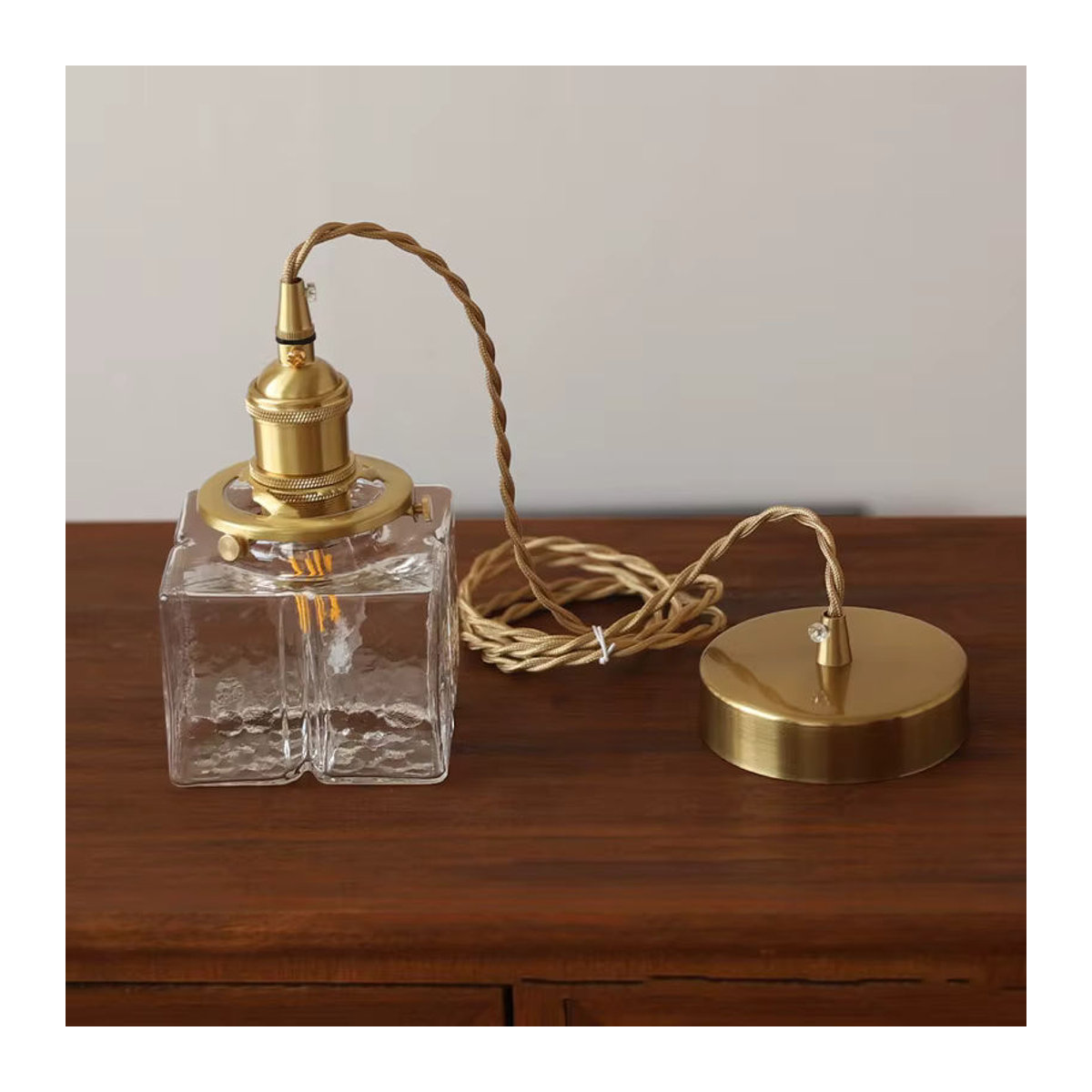 LZPZ RUI Pendelleuchte im japanischen Design aus Glas und Messing für Schlafzimmer und Esstisch, Vintage LED Hängelampe im Industrial Style - Bild 2