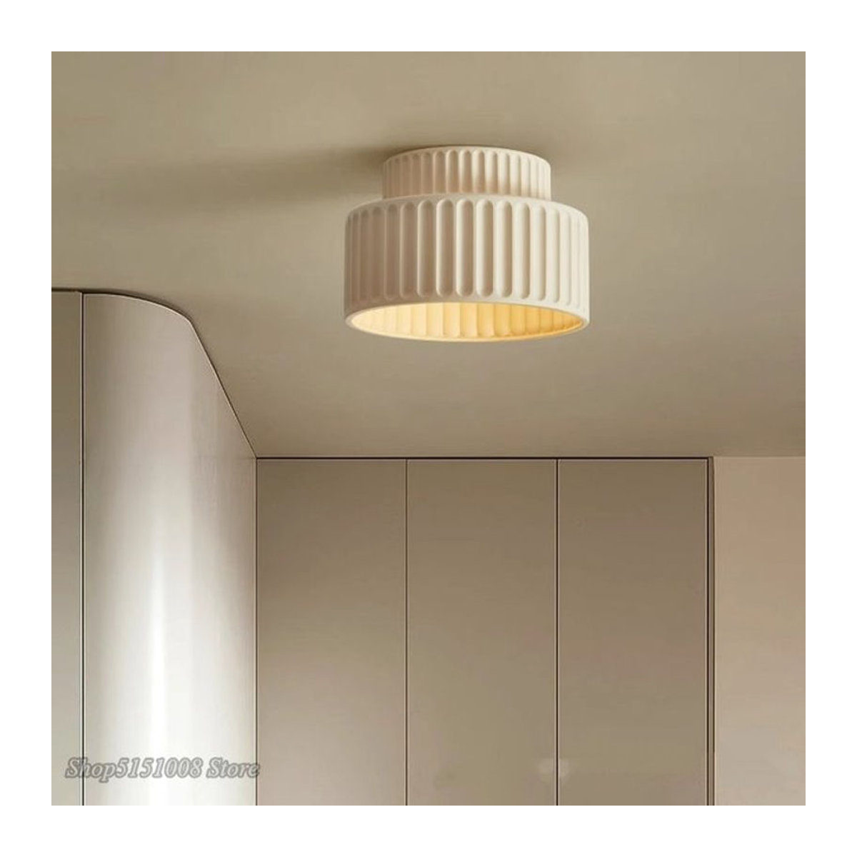 LZPZ RUI Skandinavische LED Deckenlampe aus Kunstharz in Beige und Weiß für Wohnzimmer Schlafzimmer und Flur - Bild 1