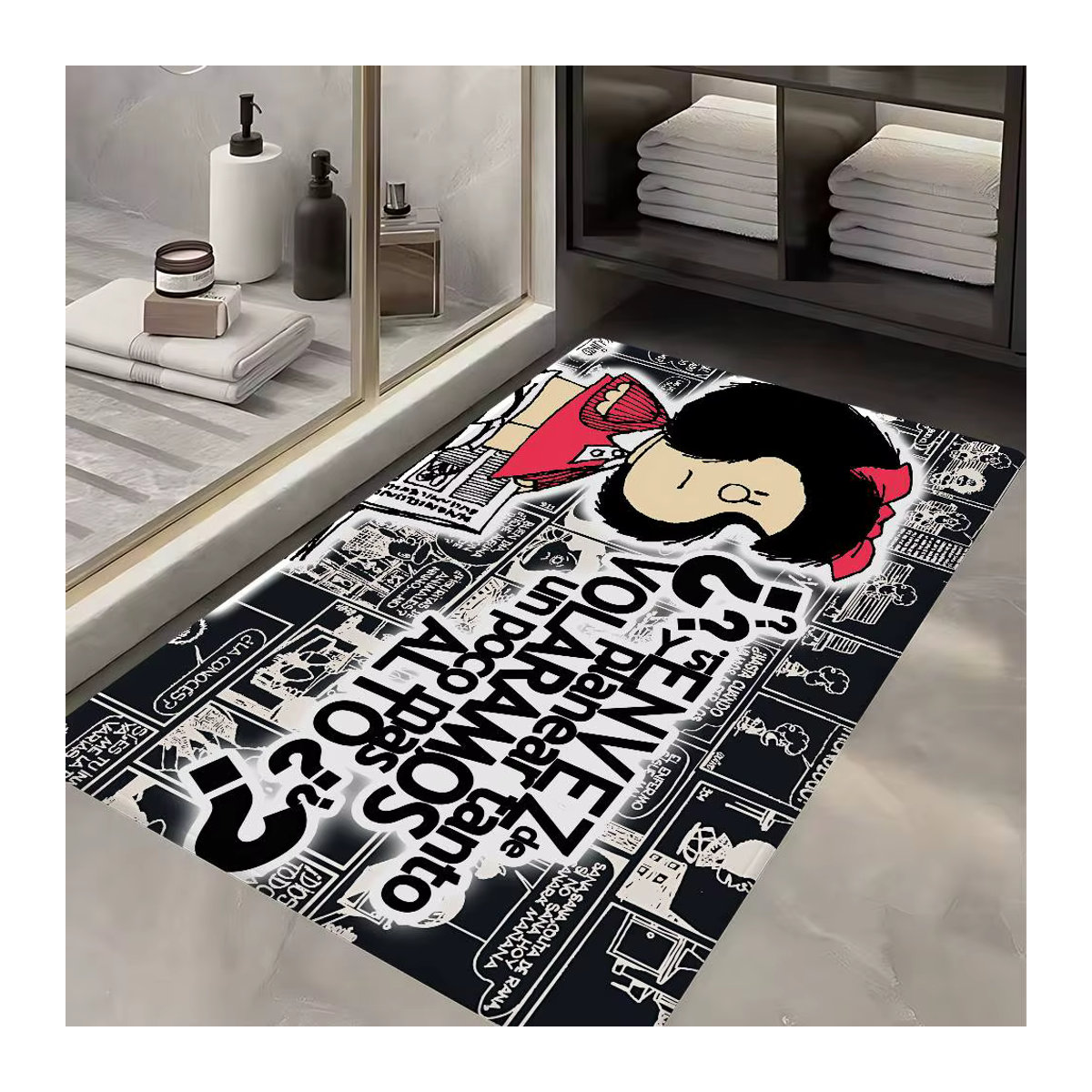 M-Mafalda Girl Bodenmatte im INS-Stil, mehrfarbige rutschfeste Teppichmatte für Schlafzimmer und Haushalt - Bild 2