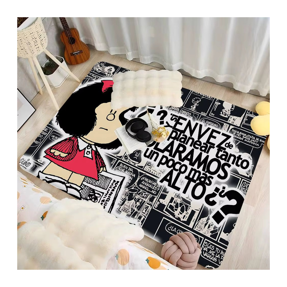 M-Mafalda Girl Bodenmatte im INS-Stil, mehrfarbige rutschfeste Teppichmatte für Schlafzimmer und Haushalt - Bild 5
