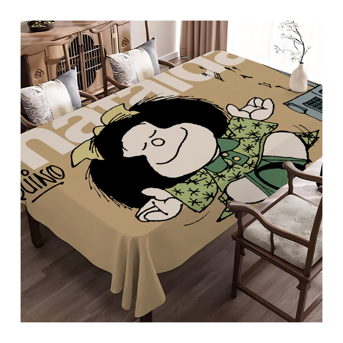 M-Mafalda Girl Rechteckige Tischdecke in Beige für Hochzeit, Party und Esszimmer - Bild 1