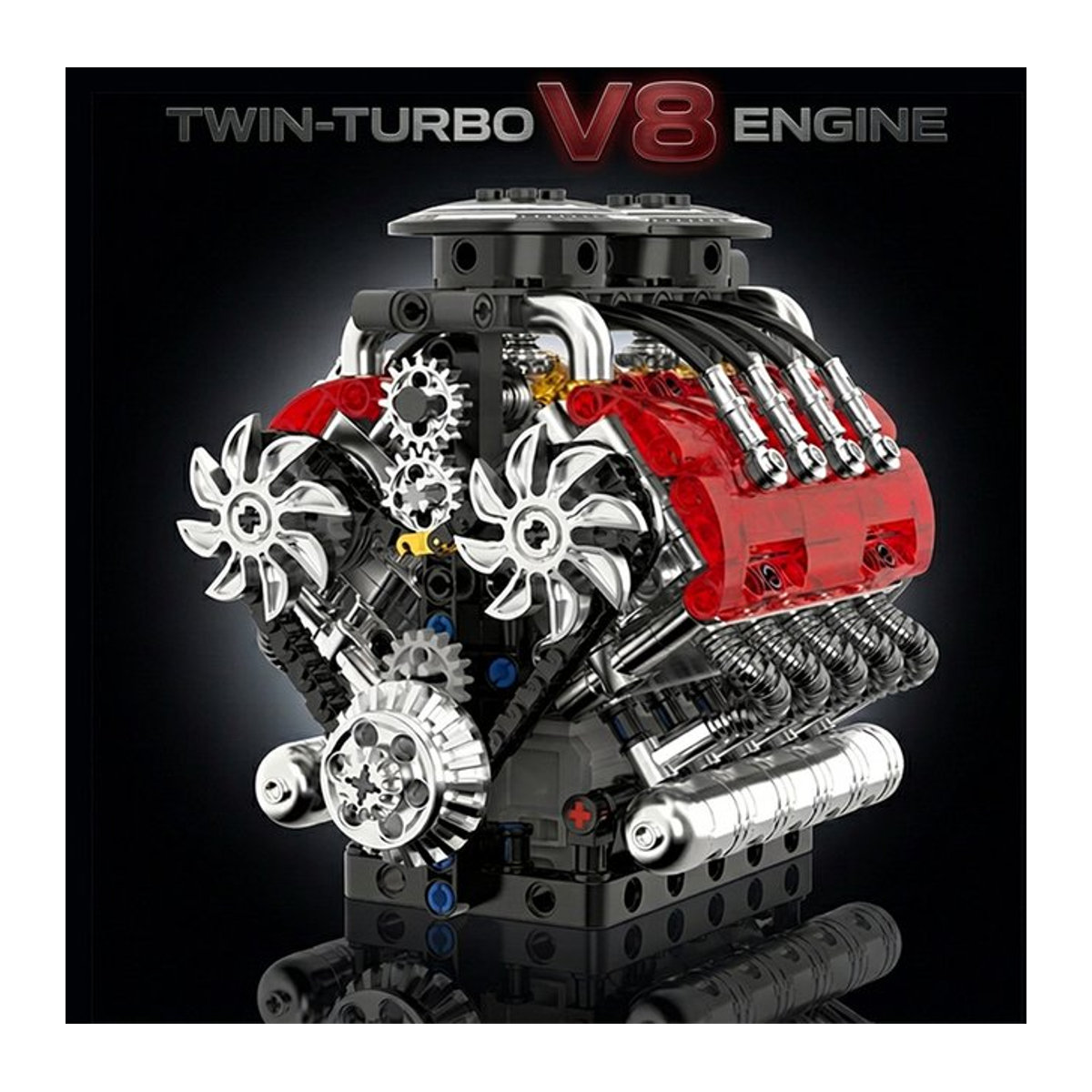 M MENBIS Turbo V8 Motor Modellbausatz aus Kunststoff, Mehrfarbige technische Bausteine für Erwachsene - Bild 1