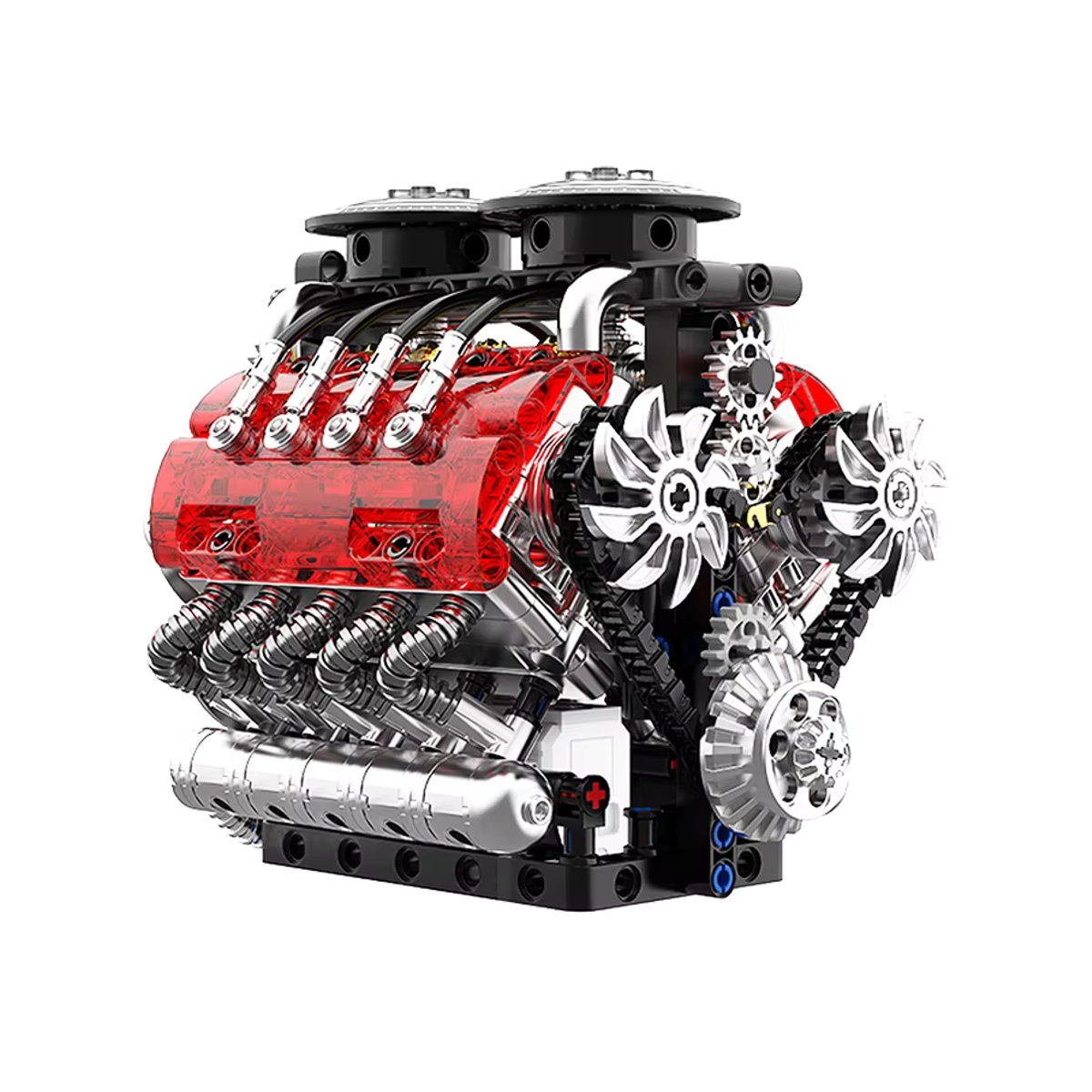 M MENBIS Turbo V8 Motor Modellbausatz aus Kunststoff, Mehrfarbige technische Bausteine für Erwachsene - Bild 7