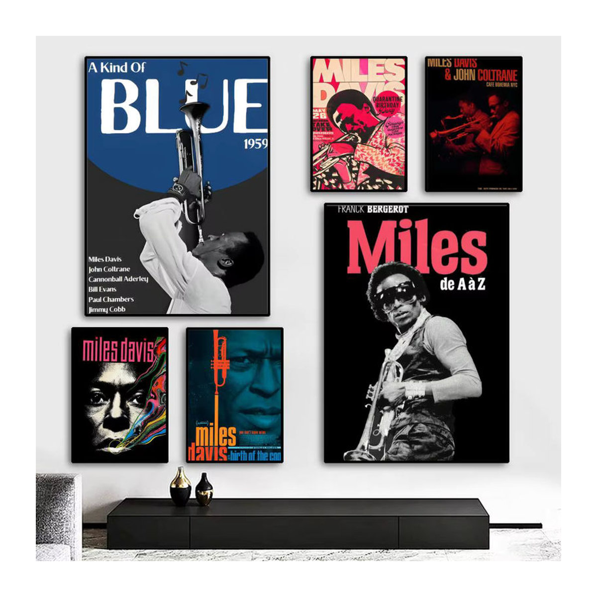 M-Miles D-Davis Jazz Musik Poster Vintage Leinwand Wandbild in Schwarz und Mehrfarbig, Hochformat, Rahmenlos - Bild 2