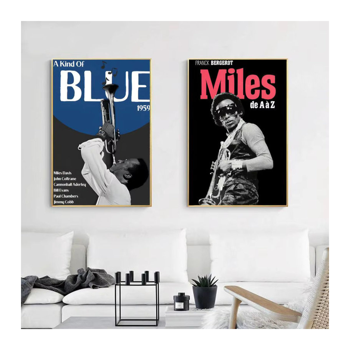 M-Miles D-Davis Jazz Musik Poster Vintage Leinwand Wandbild in Schwarz und Mehrfarbig, Hochformat, Rahmenlos - Bild 4