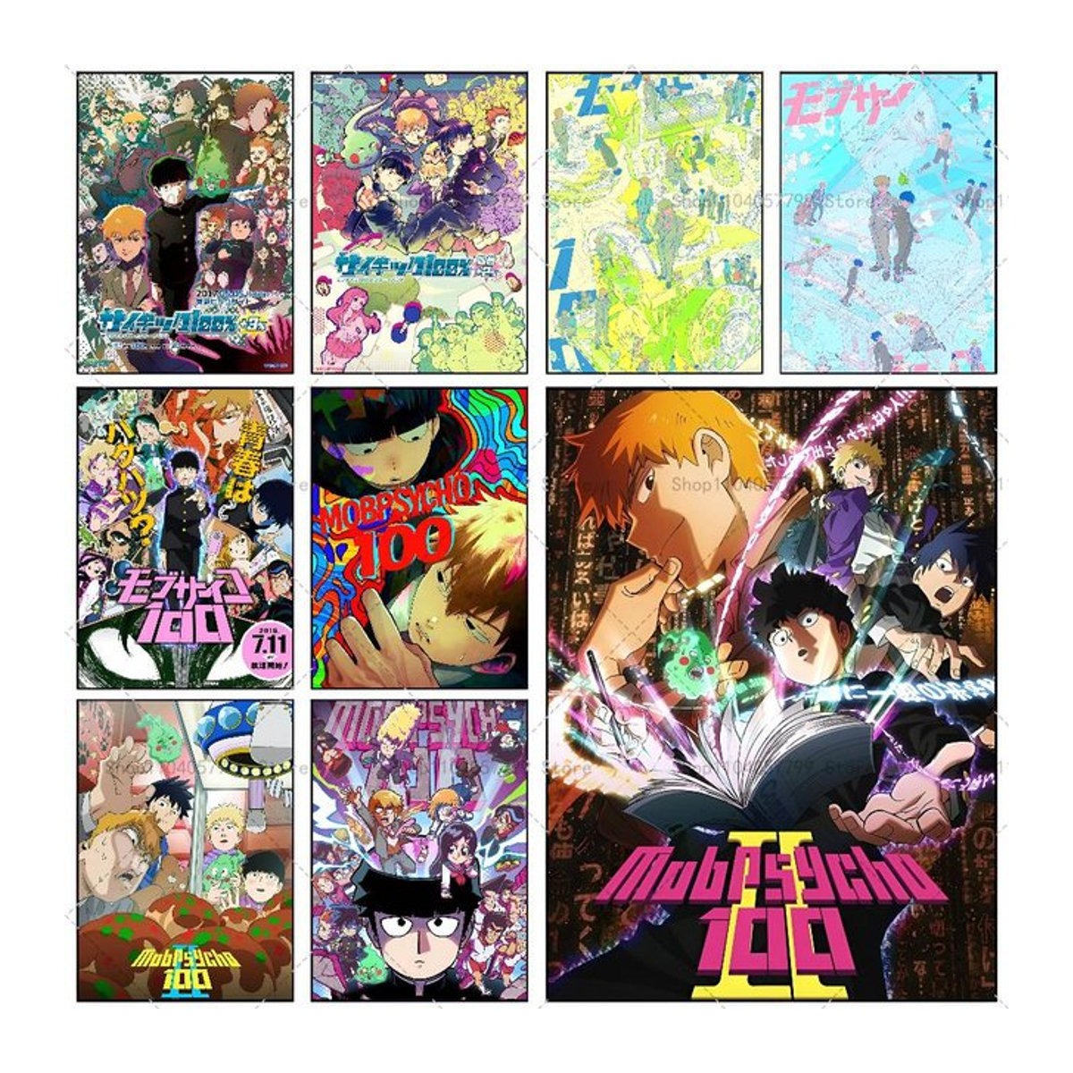 M-Mob P-Psycho 100 Anime-Poster als selbstklebender Wandaufkleber aus Papier, mehrfarbig, rechteckig - Bild 1