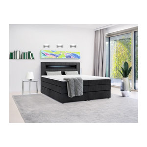 M-Punkt Boxspringbett KUBA KING in Schwarz mit Bettkasten, Visco Topper und Taschenfederkern, B/T: 200 x 200 cm