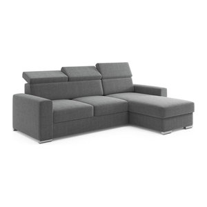 M-Punkt Ecksofa TOKIO als Schlafsofa mit Bett und Bettkasten in Anthrazit/Grau